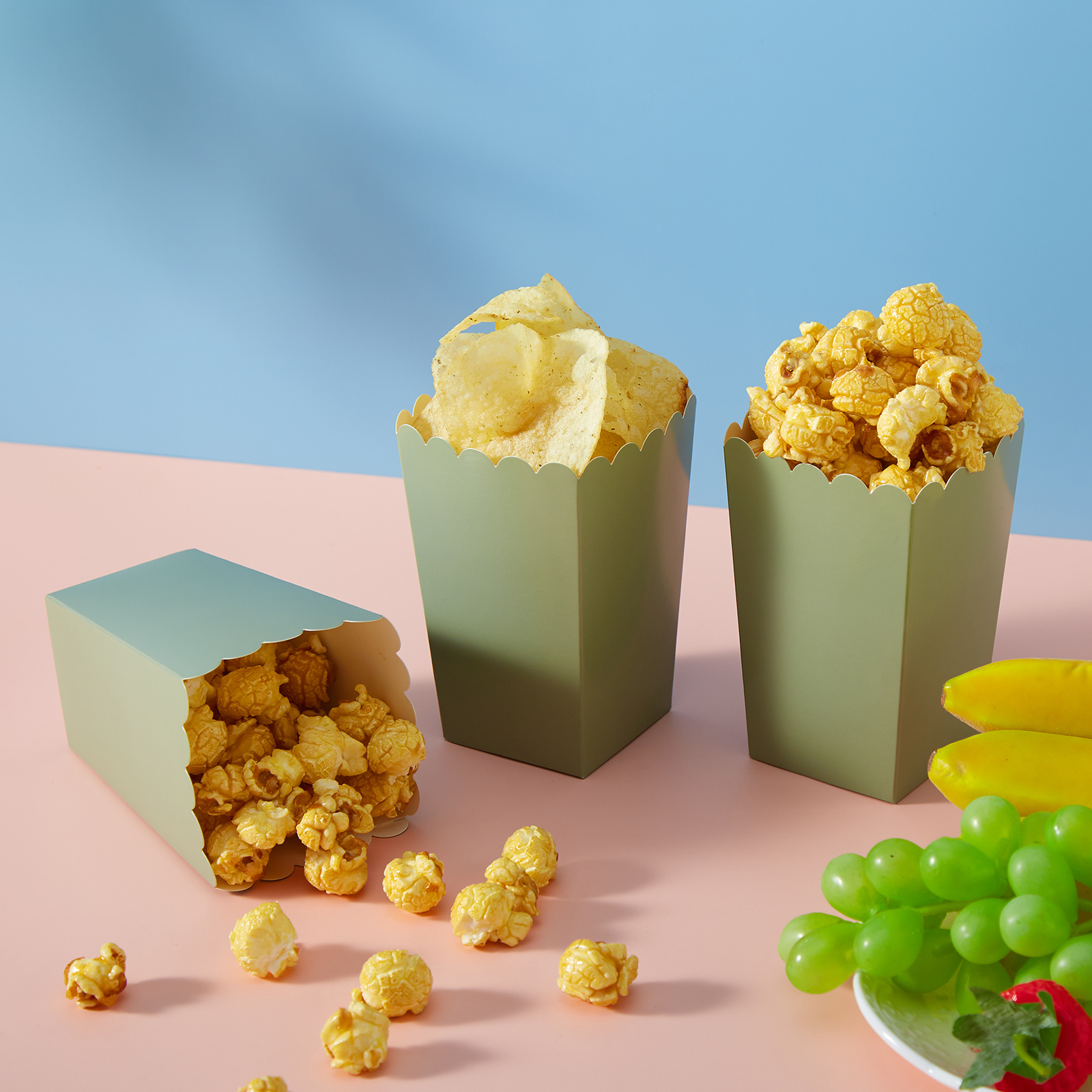 

Boîtés de Popcorn Vert 10/24 Pièce - Conteneurs de Snack en pour Soirée Ciné, Anniversaire, Fournitures de Fête - Paniers de Service de Nourriture pour , Bonbons, Friandises