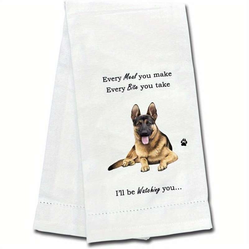 

German Shepherd Dog Kitchen Towels - 1 Piece Set, 18x26 Inch, Super Polyester, Contemporary Style With Dog Theme, Machine Washable Dish Cloths For Cooking & Baking