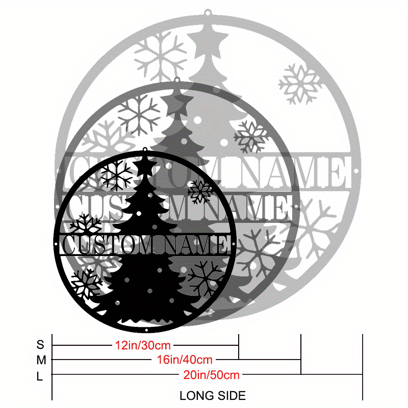 customizable black iron christmas tree wall decor personalized room sign with snowflakes unique iron holiday ornament non electric   ideal christmas gift details 2