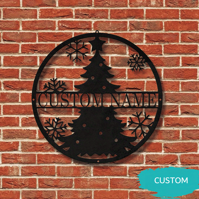 customizable black iron christmas tree wall decor personalized room sign with snowflakes unique iron holiday ornament non electric   ideal christmas gift details 3