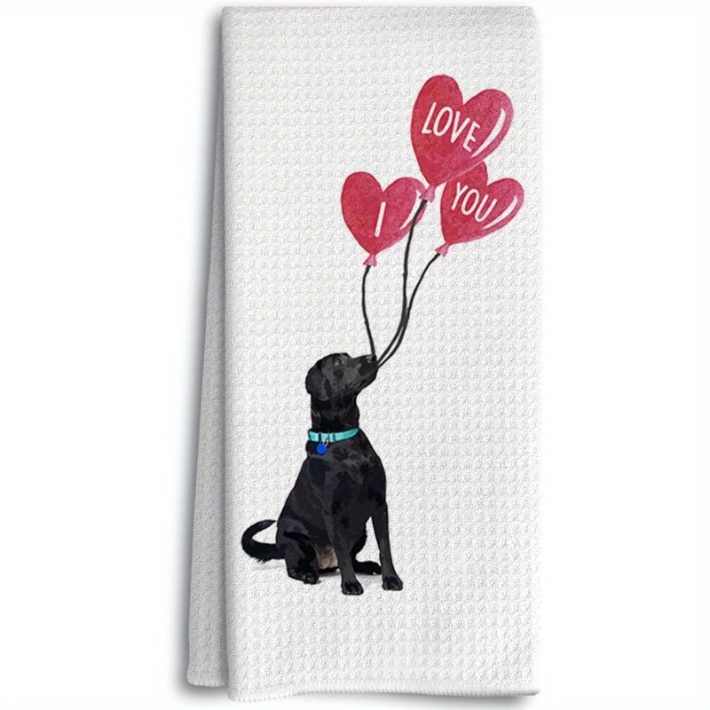 

Love: 18x26" Polyester Kitchen Towel - Perfect Valentine's Day Gift For Dog Lovers, 'i Love You' Design, Machine Washable