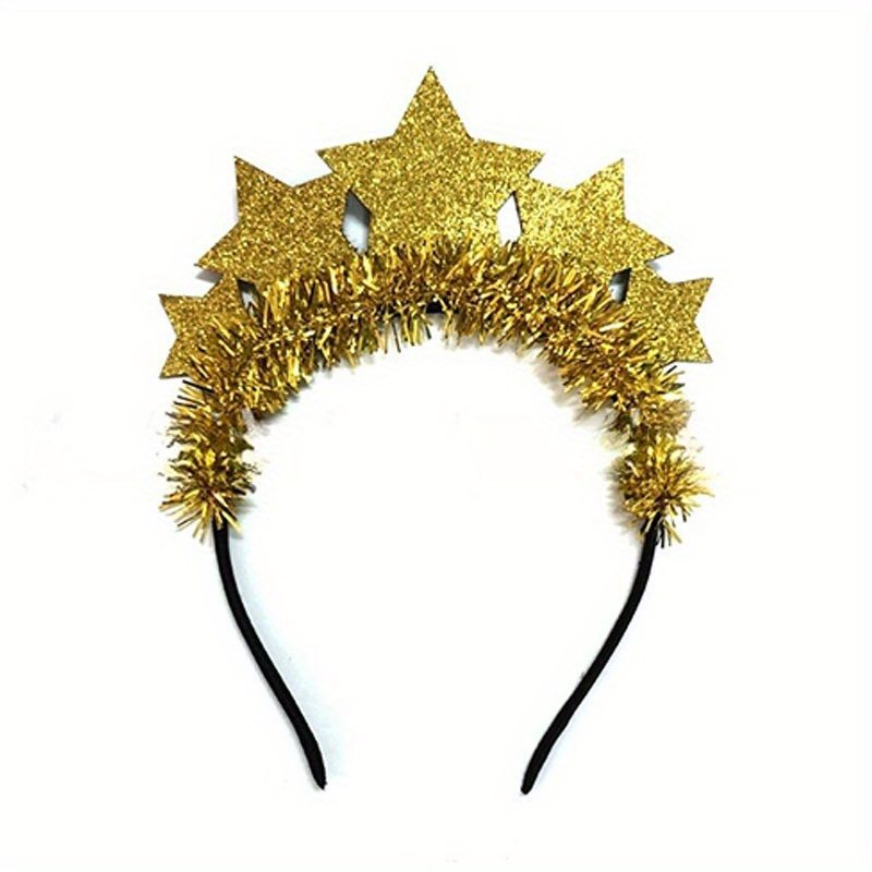 

1pc Starry Headband For New Year's Celebration, Metallic Tinsel Accessory, Party Polyester Hairband - Non-feathered, Solid Color, Single Pack, Dress-up Cute Hip Hop Style For Holiday Events