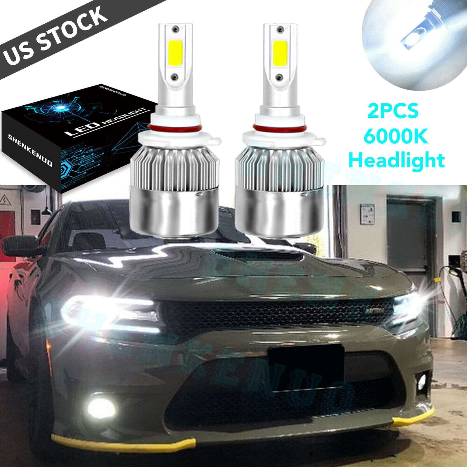 

For Dodge Charger 2016-2019 2pcs 6000k White 9005 Led Headlight Bulbs Hi/ Lo Beam