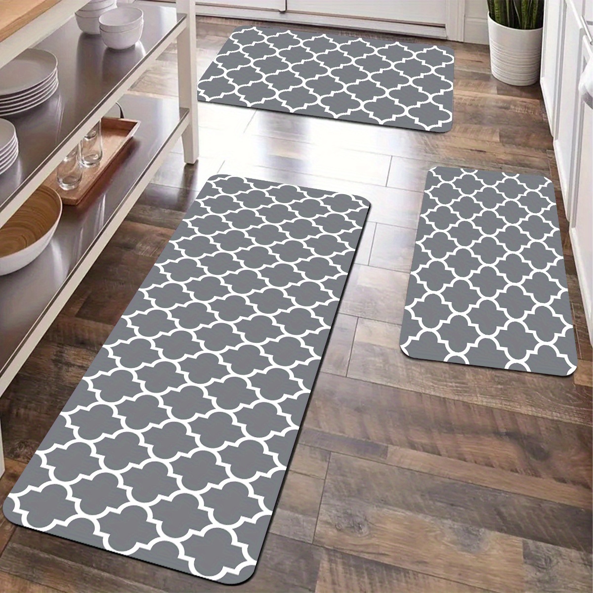 

2/3pcs Long + 1cm Bottom Rug, Pattern Printed Rug, Polyester Drying Rug For Bathroom, , Hallway, , , Restroom, And Doorway Rugs