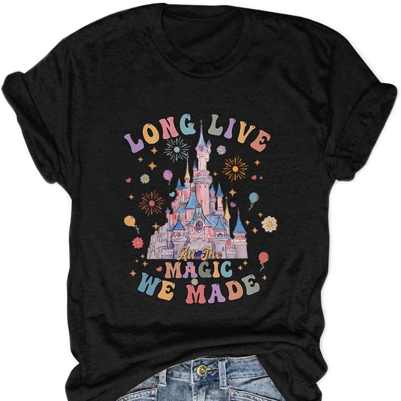 

Magical Shirt For Women Tshirt Short Sleeve Castle Graphic Tops Tee