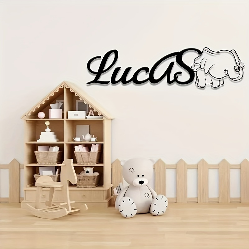 custom lucas name sign with cute   black iron wall decor for youngsterss room details 0