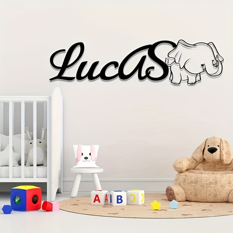 custom lucas name sign with cute   black iron wall decor for youngsterss room details 1