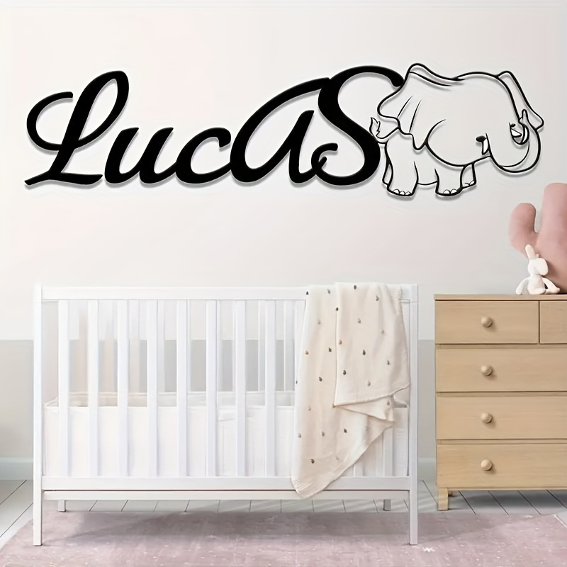 custom lucas name sign with cute   black iron wall decor for youngsterss room details 2