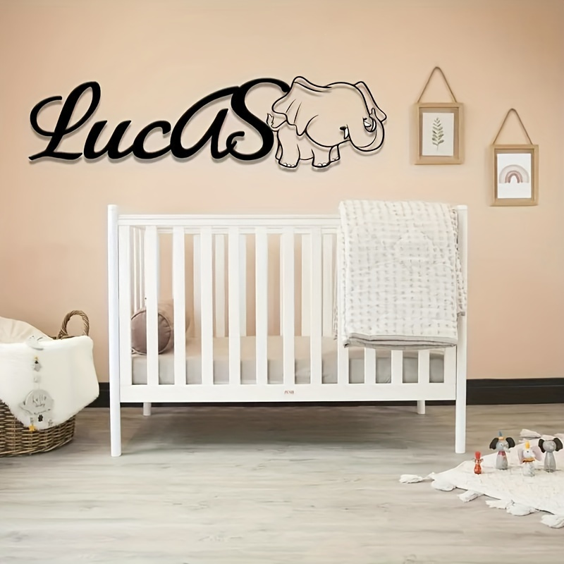 custom lucas name sign with cute   black iron wall decor for youngsterss room details 3