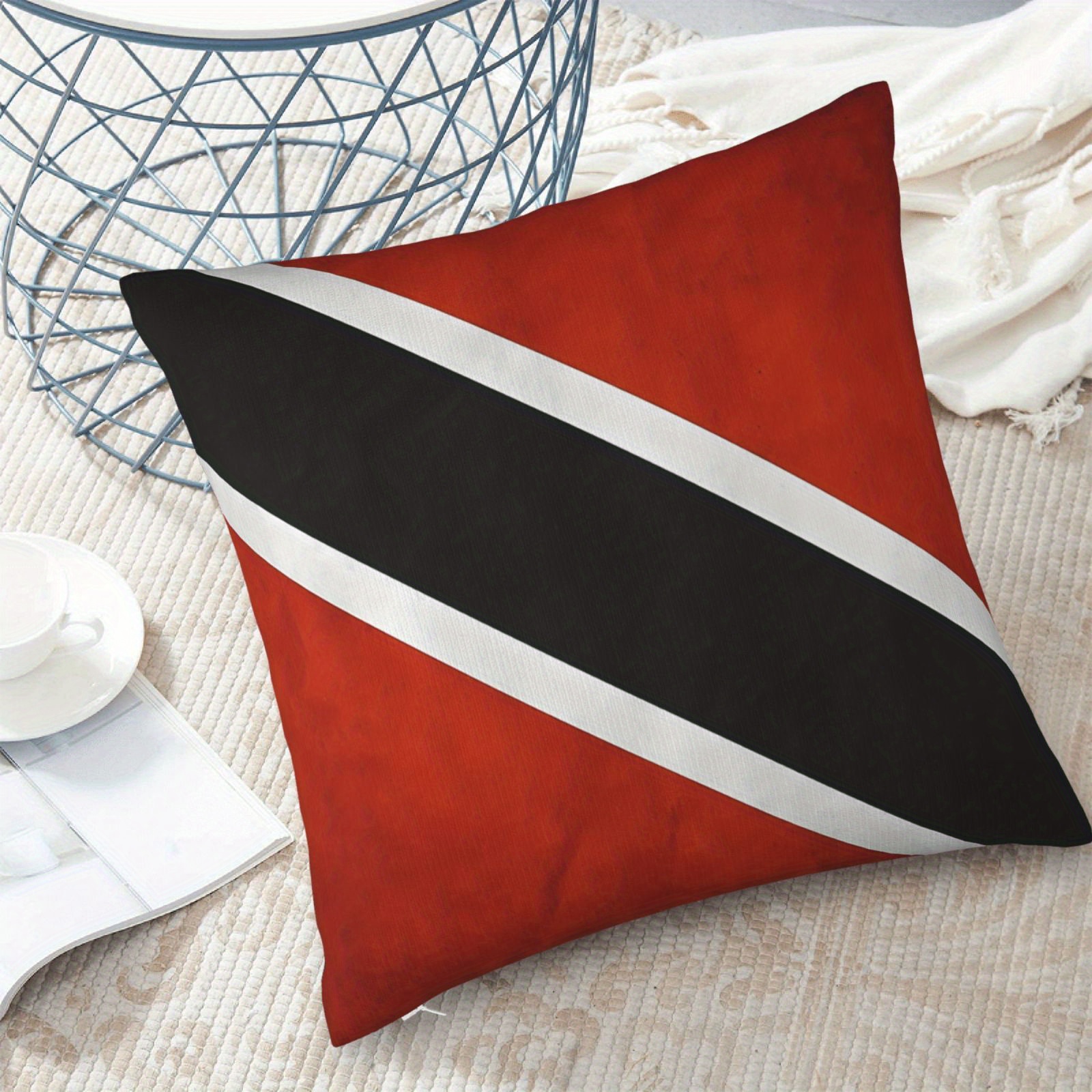 

Xmsj Vintage Geometric Trinidad And Tobago Flag Throw Pillow Cover, 18x18 Inch, Double-sided Print, Zipper Closure, Knit Fabric, Machine Washable, Polyester, For Living Room Decor - No Insert