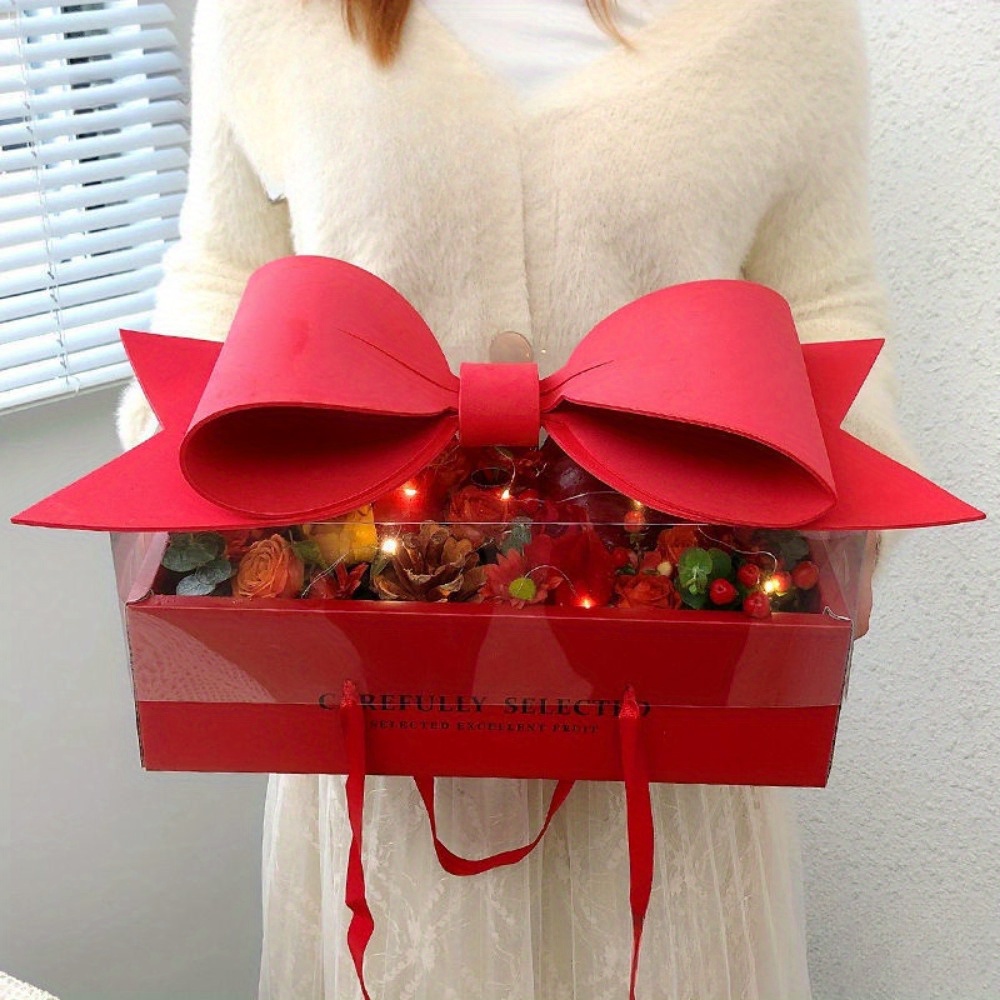 

1pc Red Bow Box, Christmas Packaging, & Box , & Supplies, Plastic & , -component Set For Christmas, , And Any Occasion