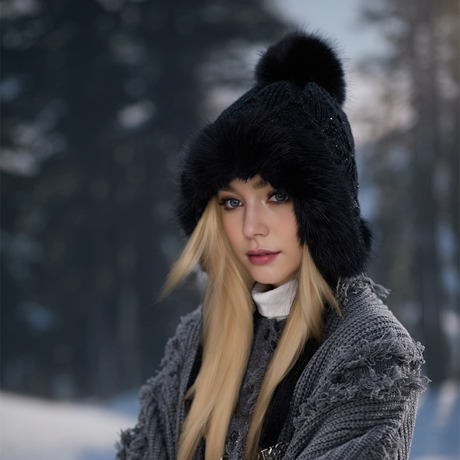 

Chapeau en fourrure tricotée pour femmes : chaleur hivernale avec un pompon - Laver à ou nettoyer à sec