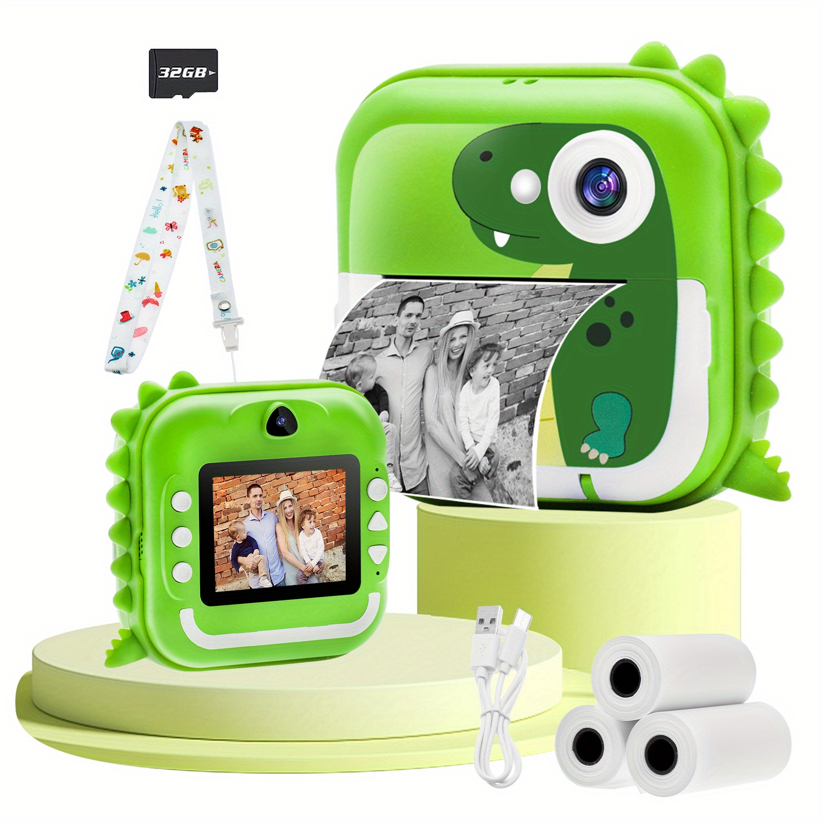 

Kids Camera Instant Print, 24mp 1080p Instant Print Camera For Kids, Dinosaur Instant Camera For Kids Aged 3, Toddler Camera For Kids Christmas Birthday Gifts