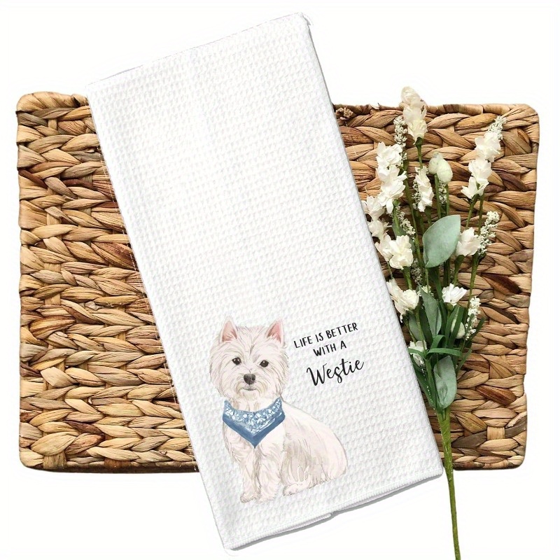 

Contemporary West Highland Terrier Kitchen Towel - 18x26 Inch, 100% Polyester, Machine Washable, -themed, Super Oblong Dish Cloth With " With A " Print