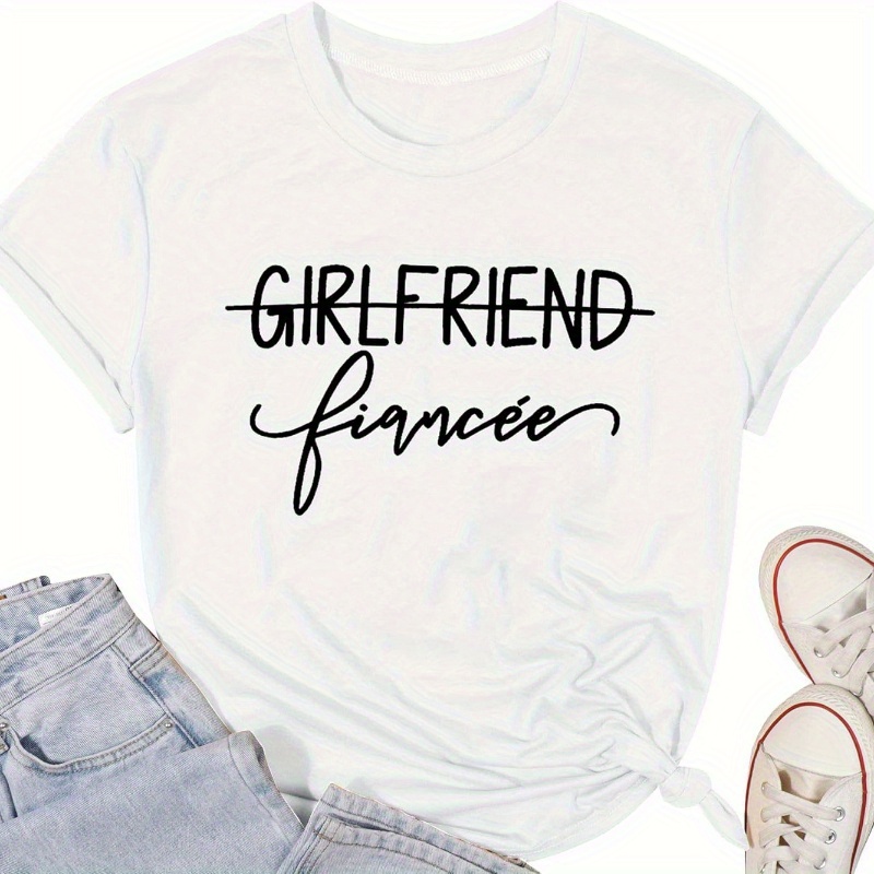 

Girlfriend Shirt Women Cute Engagement T-shirt From Honeymoon Vacation Announcement Top