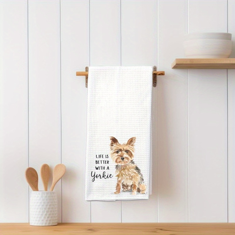 

1pc Set Of 18*26 Towels Dog , , , , Personality, A Yorkie Pattern