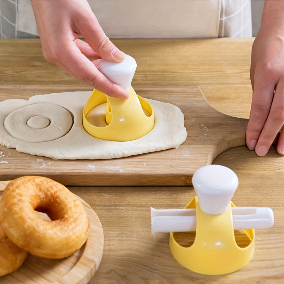 1pc Universal DIY Donut Making Kit - PP Non-Stick Plastic Donut Cutter with Dipping Tool, Easy-to-Use Home Kitchen Baking Tool