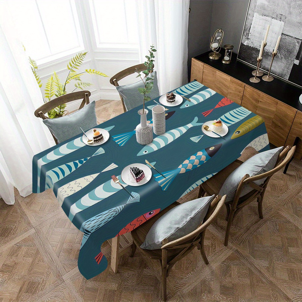 

1pc, Tablecloth, Pattern Printed Series Pattern Table Cloth, Waterproof And Oil-proof Dining Cloth, Office Desk Cloth