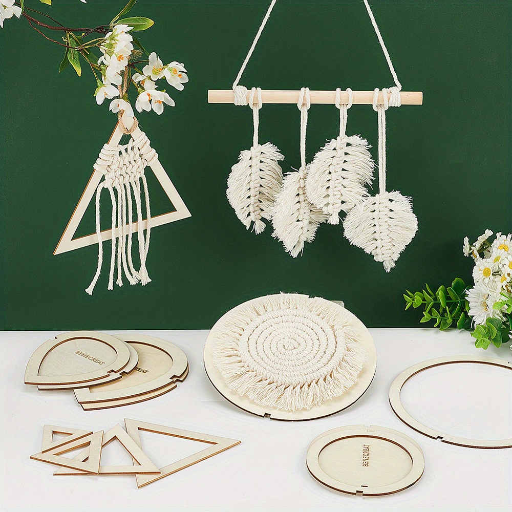 

1box 12pcs Leaf Macrame Cutting Molds Wood Macrame Leaf Cutting Template Macrame Feather Wall Hanging Tool For Crafts Making