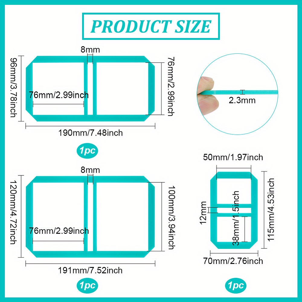 TEMU Acrylic Bookbinding Set - 3 Templates For Scrapbooking & Crafts, Rectangle , No Batteries Required