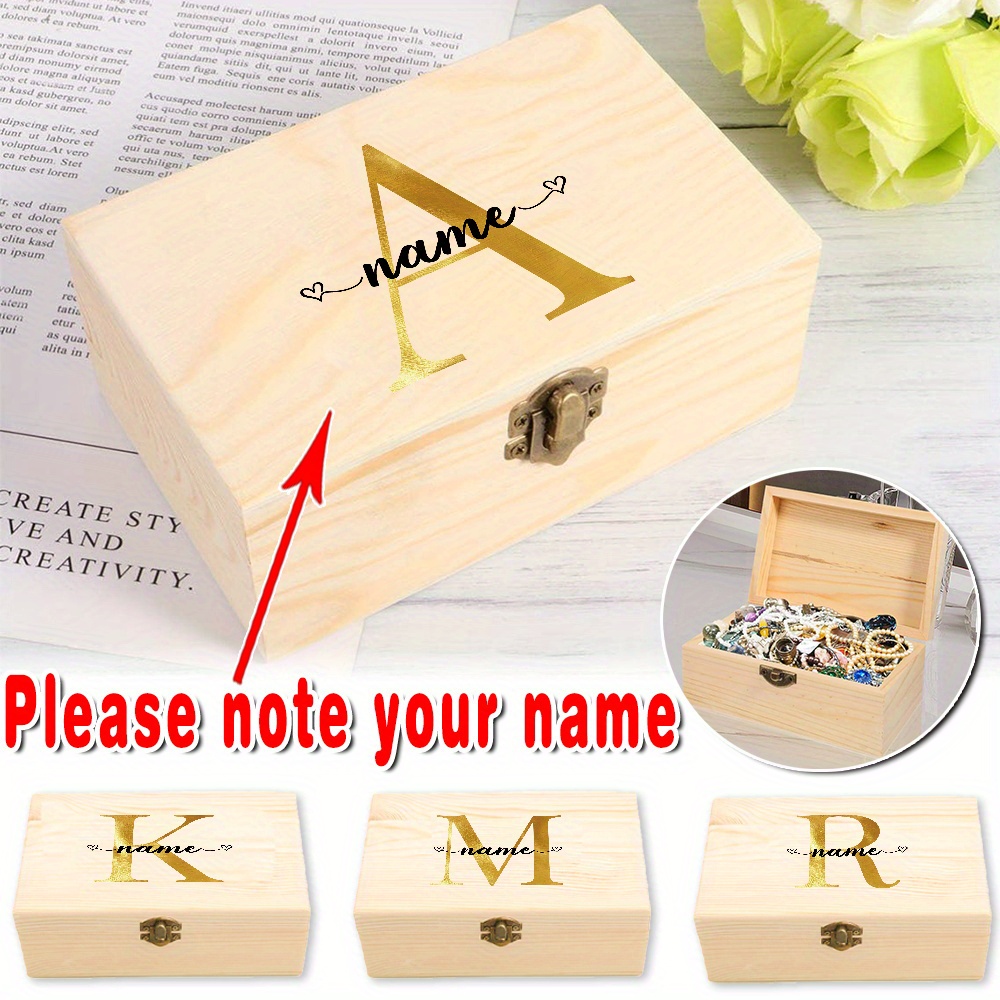 

Personalized Wooden Jewelry Box With Clasp - Custom Name Engraved Keepsake Gift Case, Sorghum Stalks Handbag Organizer, Multi-use Home Decoration Storage Container