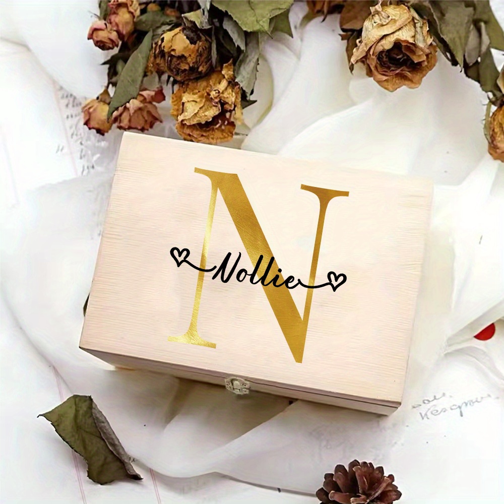 TEMU Personalized Wooden Jewelry Box With Clasp - Custom Name Engraved Keepsake Gift Case, Sorghum Stalks Handbag Organizer, Multi-use Home Decoration Storage Container