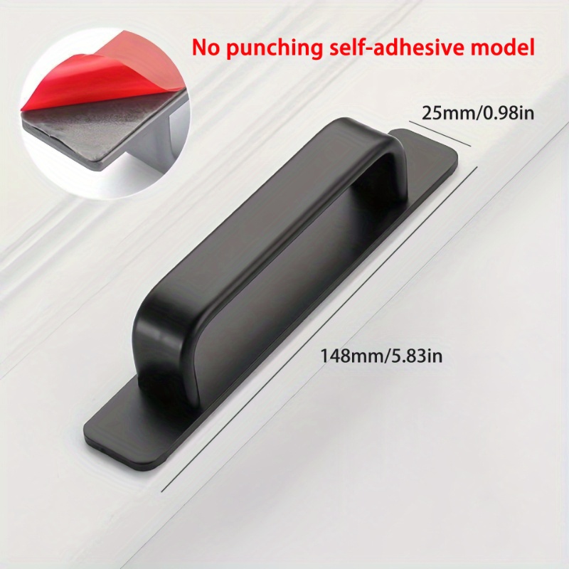 TEMU Easy-install Aluminum Alloy Door Handle - Self-adhesive, For Glass & Sliding Doors - Available In Black, Silvery, Golden