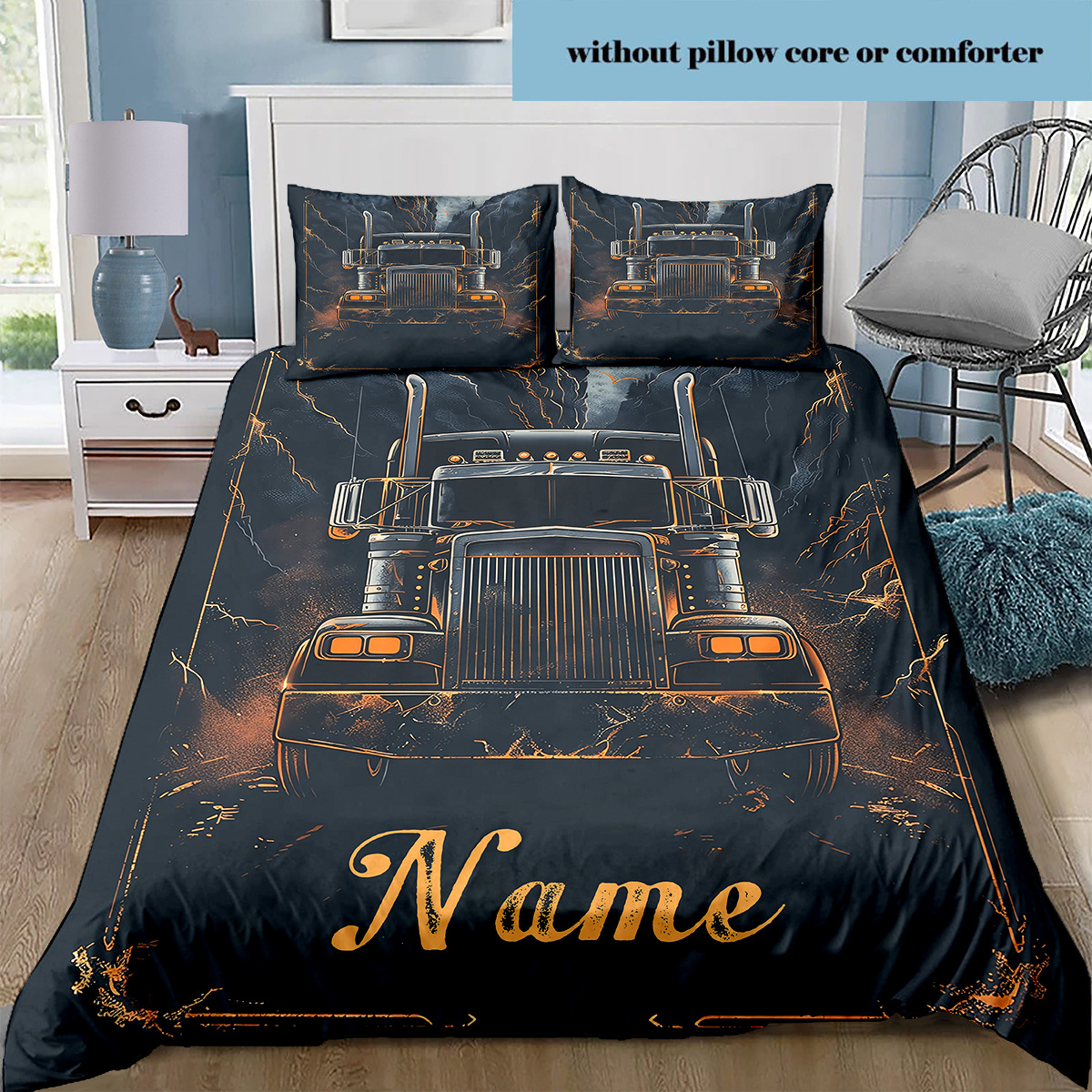 

Customizable Truck Design Duvet Cover Set With – Polyester, Zipper Closure, Includes 2 Pillowcases, No Duvet Insert – Woven, Fade Resistant, – Anime Themed, Unique Pattern