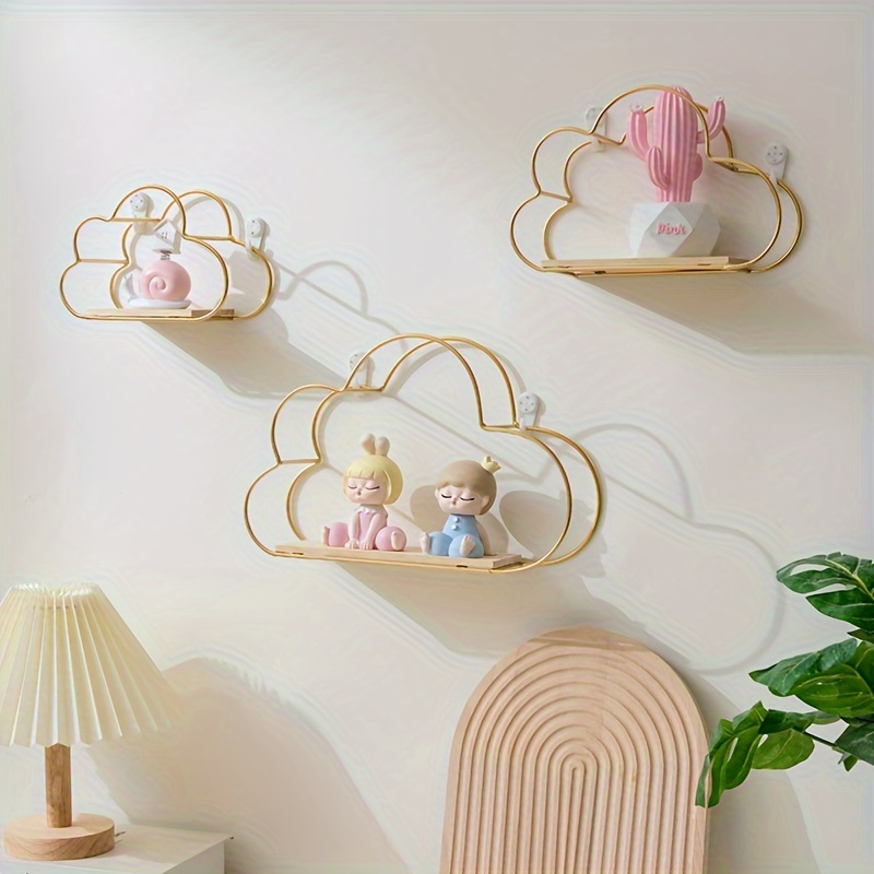 

3 Pcs Cloud-shaped Hanging Shelves, Tv & Bedroom , Bathroom Organizational Display, Decor Floating