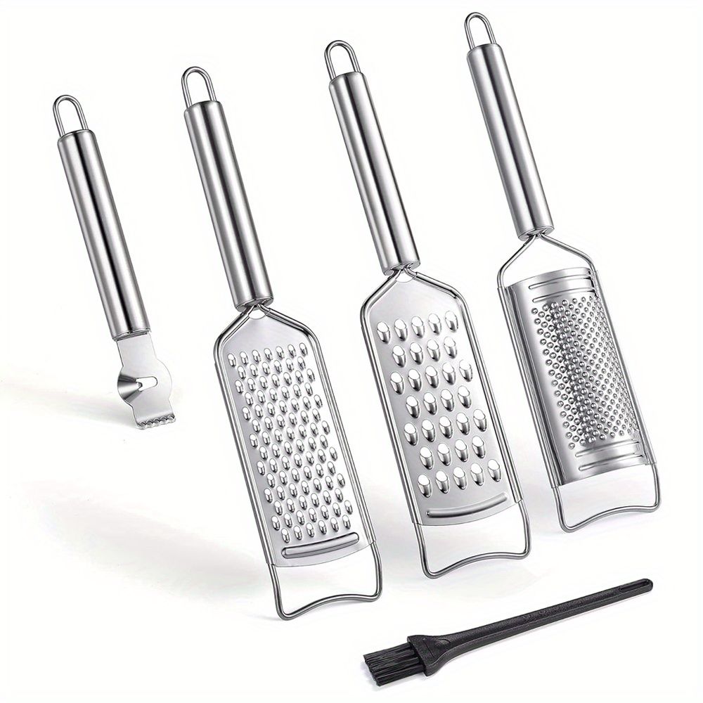 TEMU Stainless Steel Grater Set Lemon Zester Grater With Handle Multifunctional Household Vegetable Grater & Peeler & Slicer For Vegetable, Fruit, Chocolate Kitchen Gadgets