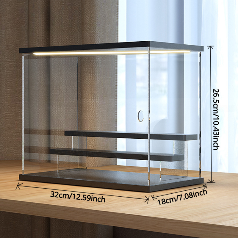 Vitrina de Acrílico de Gran Capacidad con Iluminación de 3 *, * de Almacenamiento a Prueba de Polvo para Coleccionables y Figuras - * para Decoración * y *