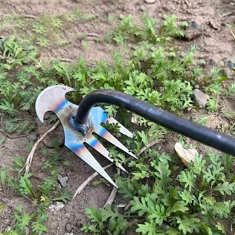TEMU 1 Piece, , Multi-functional Weeding Rake, Weeding Tool Garden Rake, Metal Material, Comfortable Handle, Outdoor Gardening Equipment