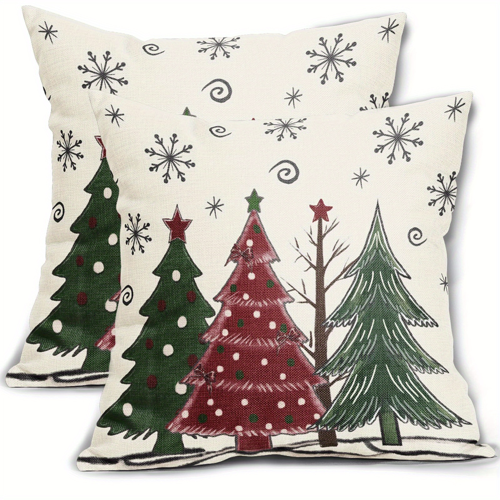 

2pcs Christmas , 18x18 - & Red For And Bedroom Decor, Zip , Washable