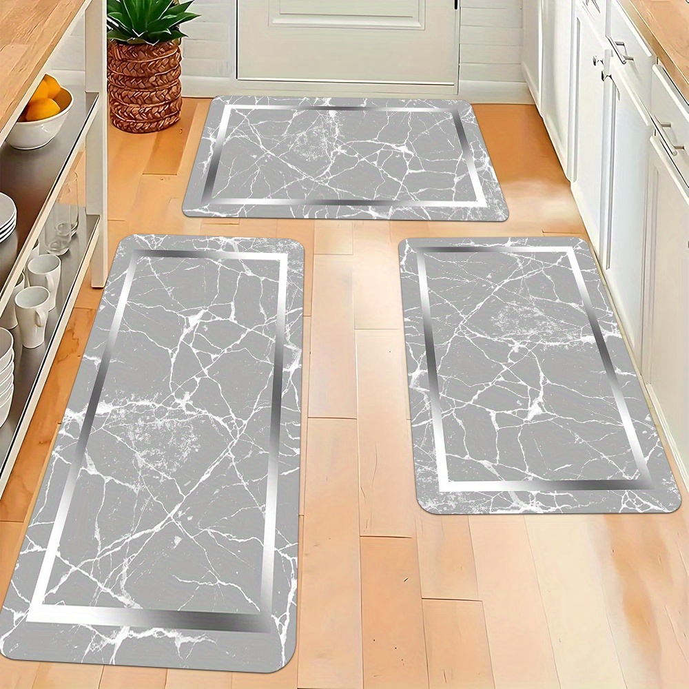 

1pc Kitchen Mat Set, Gradient Marble Pattern, Non-slip Flannel Carpet, Easy Clean, Stain-resistant, Machine Washable For Sink, Bedroom, Living Room, Dining Area