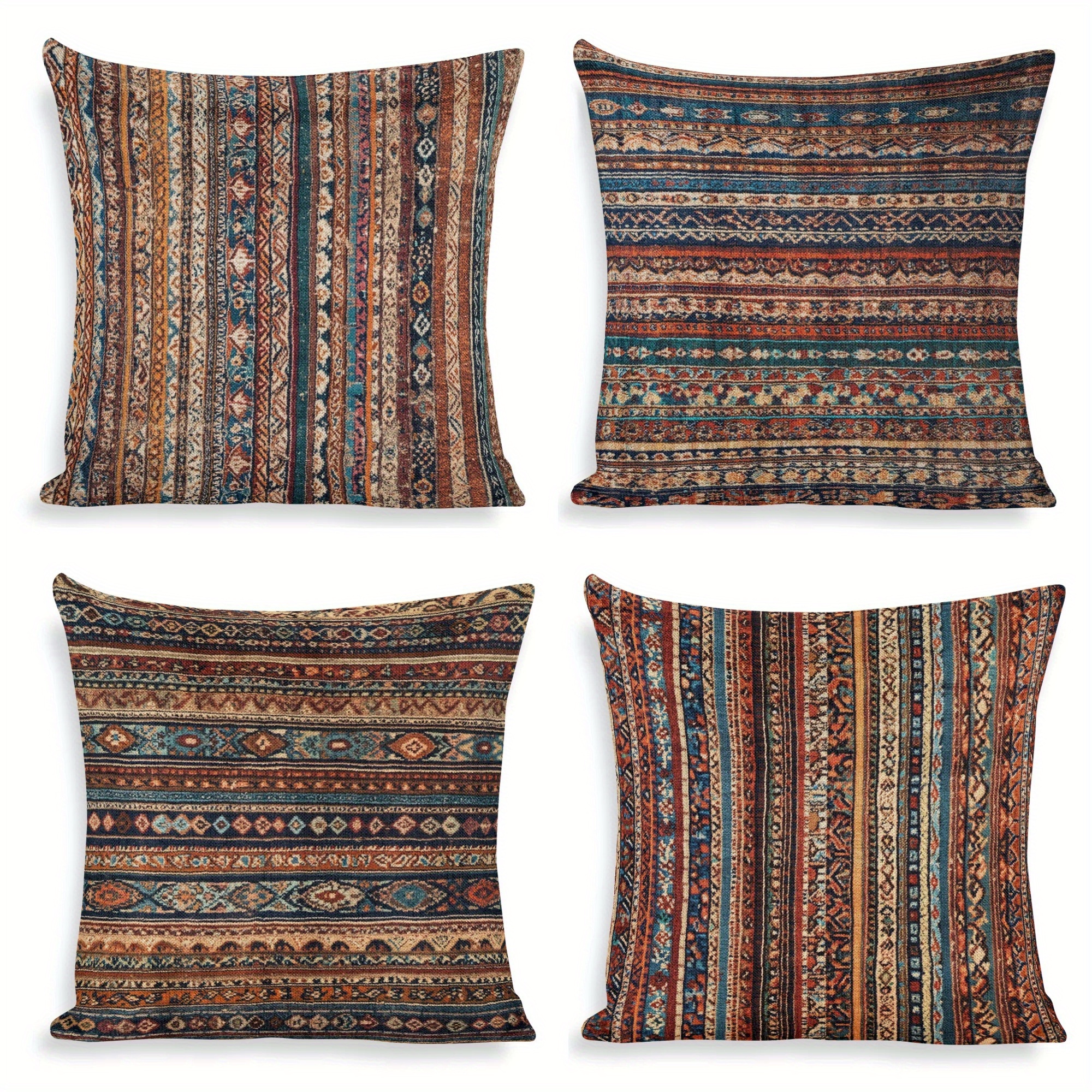 

4pcs Set, 18x18 , Oriental Turkish Pattern Pillowcase, Double-sided , Sofa Decoration