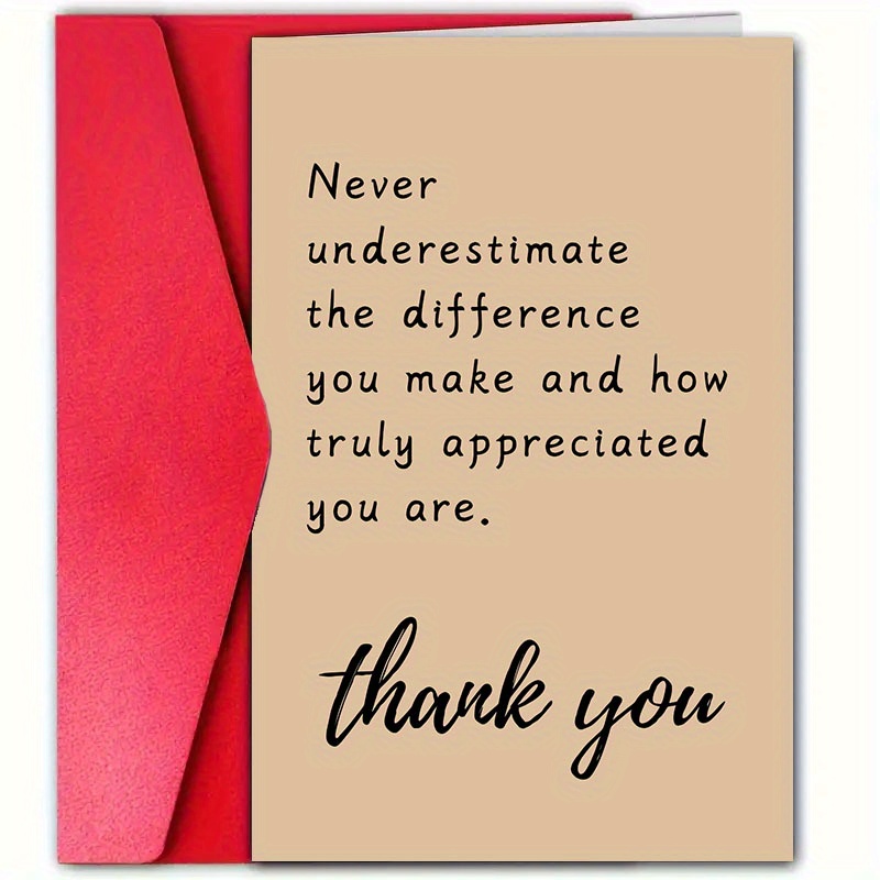 

Thank You Greeting Card For Anyone - 1pc High-quality Paper Appreciation Note With Envelope, For Thanksgiving & All , Message Of Gratitude And , 4.7x7.1 Inches