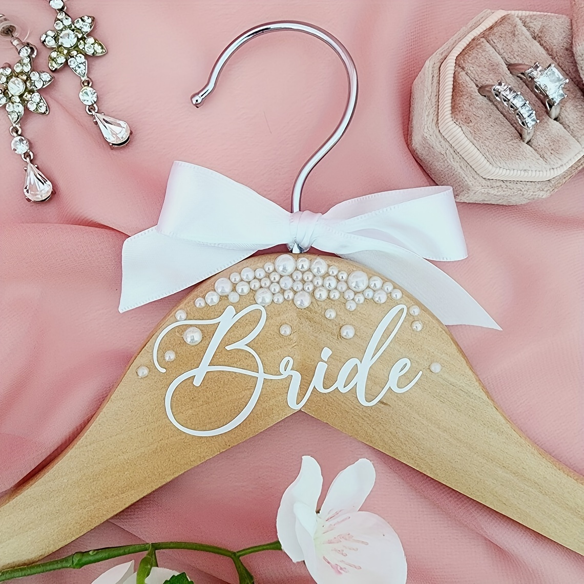 

Style Bridal Hanger With Pearls - No Feathers, Non-electric, Manufactured Wood - Wedding Dress Display And Bride & Bridesmaid Gifts