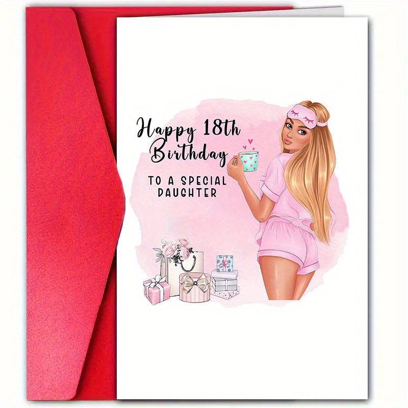 Geburtstagskarte Für Tochter Zum 18. – Mit Floralem Kuchen-Design & Goldfolie (15,5 X 23 Cm)
