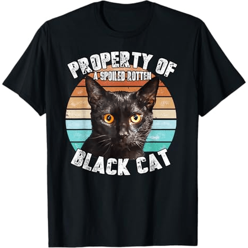 

Cat Black Vintage Eighties Style Cat Retro Property Gift T-shirt, 100% Cotton, Gift For Men Women Dad Mom Friends, S-xxxl, Black