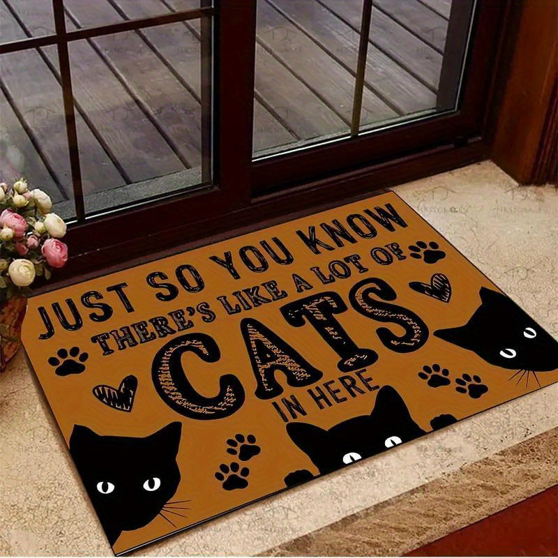 

Welcome Doormat With Skeleton, Pumpkin & Cat Design - Anti-slip Rubber Backing, Machine Washable Area Rug For Indoor/ Outdoor Use