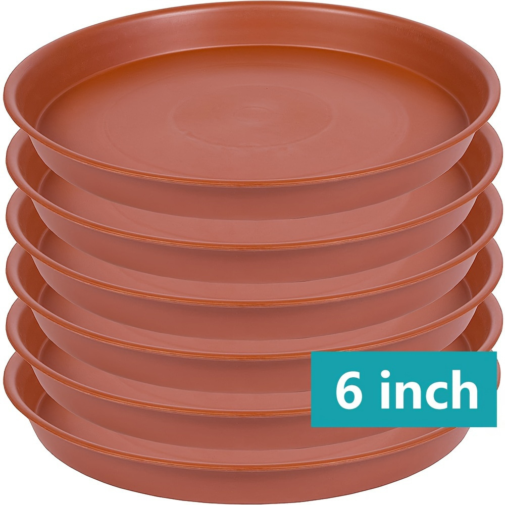 Image of 6pcs, 6-inch Plant Dish, Heavy-duty Plastic Plant Dish, 6-inch Round, Flower Pot Tray, Indoor Flower Dish, Bird Bathtub, Flower Pot Clay-colored Tray