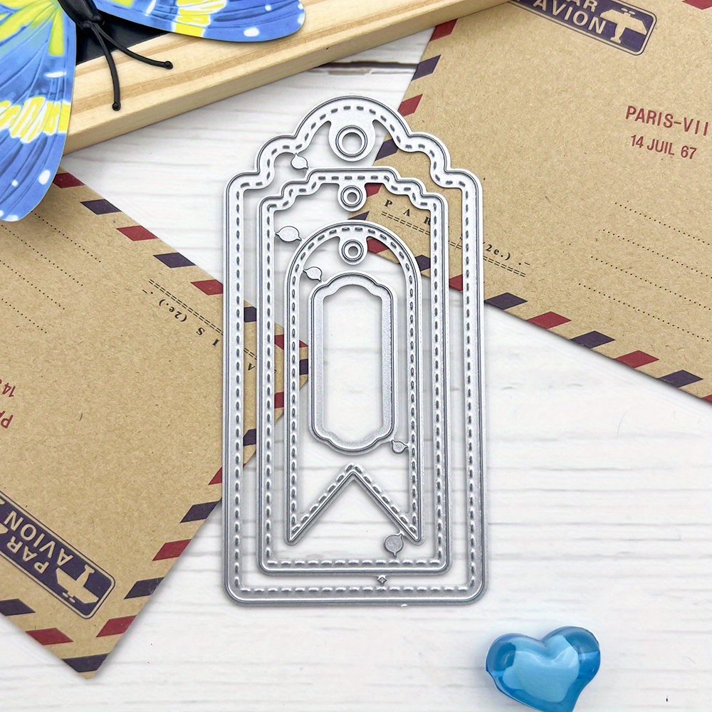 

Christmas Gift Tag Metal Cutting Dies - Rectangle Label Die Cuts For Card Making & Scrapbooking, Silvery- Craft Tool