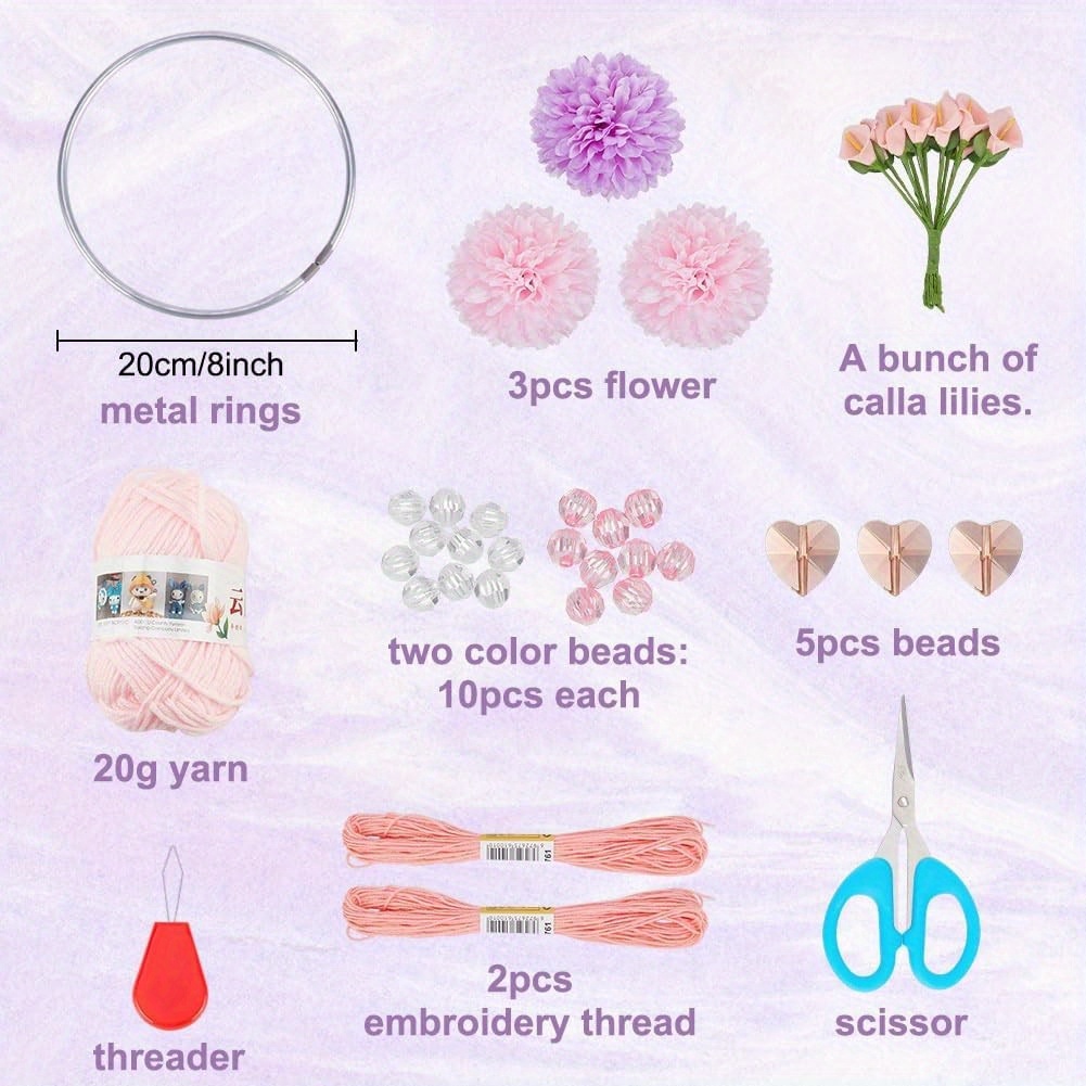 Set DIY Dream Catcher Kit for Adults Handmade Craft Set with Tassels,  Fabric Material Instructions Create Your Own Wall H