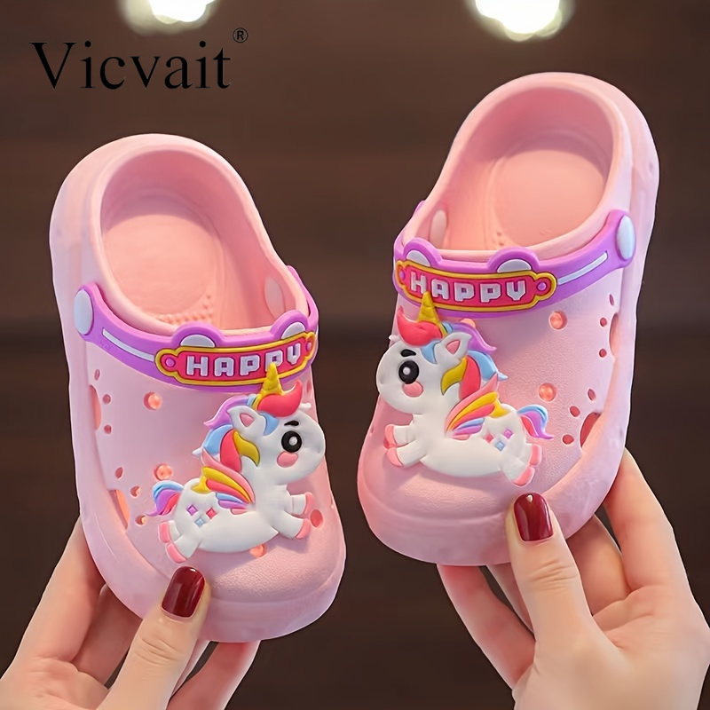 

Vicvait Girls' Casual Cute Cartoon Indoor And Outdoor Beach Swimming Breathable Non Slip Cave Shoes