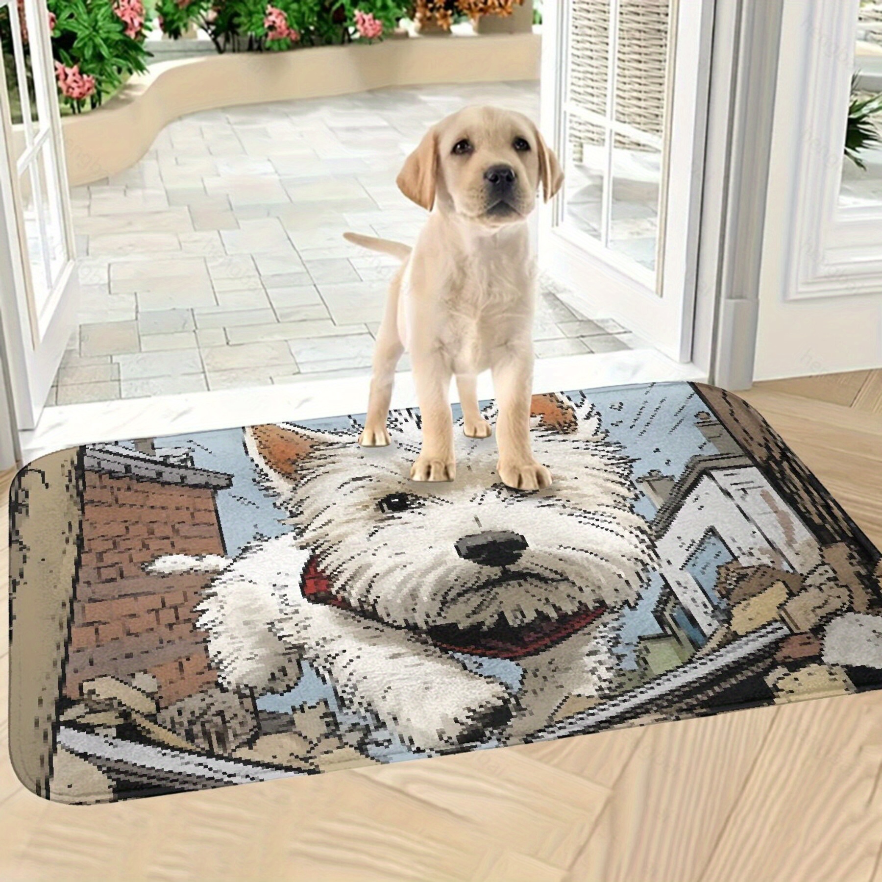 

1pc, Cartoon Bath Mat, Doormat, Machine Washable, Rectangular, Lightweight, Polyester, Home Decor, Kitchen Carpet, Outdoor Rug, Non-slip Backing