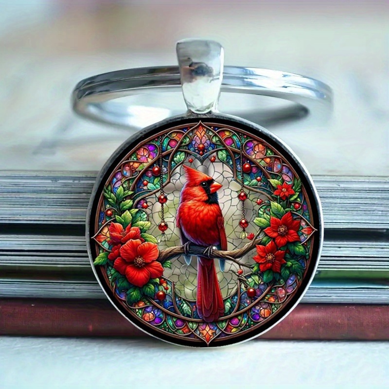 

Keychain - 1pc Red Stained Pendant, Zinc Alloy Key - For & Gifting