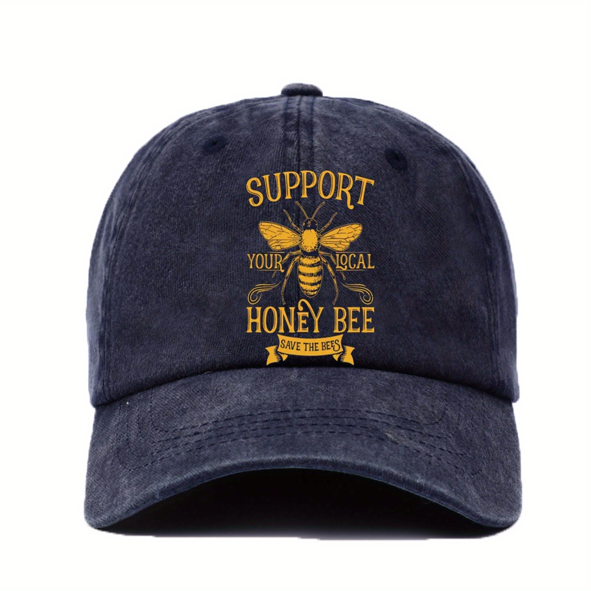 

Bee Support Adjustable Cotton Baseball Cap - 100% Cotton, Machine Washable, Sun Protection, Vintage Washed Design, Woven