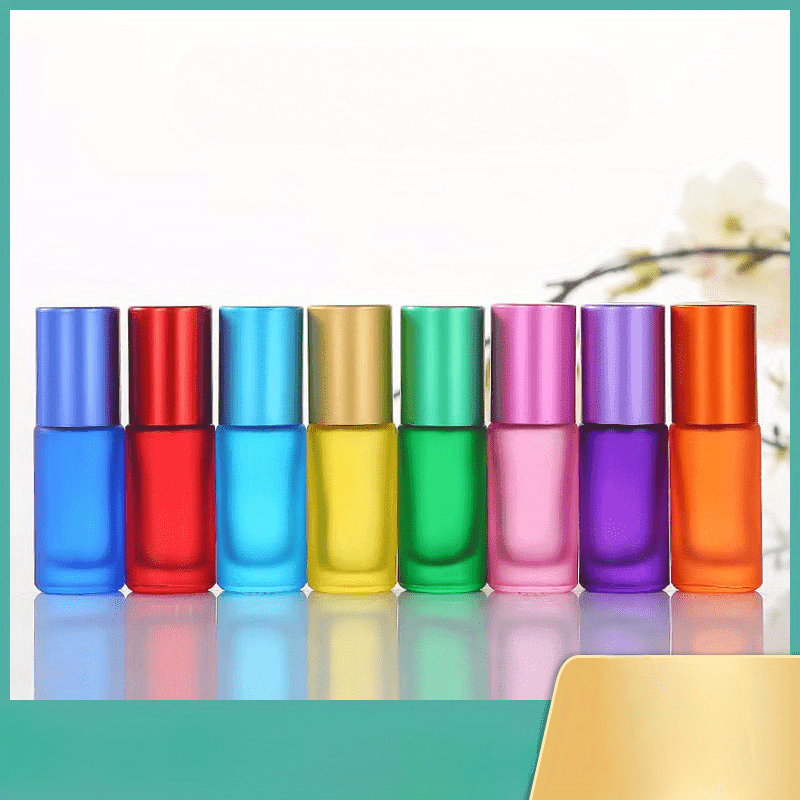 

8- Multicolored Bottles For And - Round 5ml And 10ml , Unscented Vials Steel - And