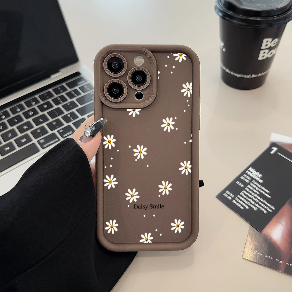 1pc Daisy Smile Matte Phone Case For Iphone 16 15 Pro Max 14 11 Xs Xr X 7 8 Plus Se 2022 Protective Cover