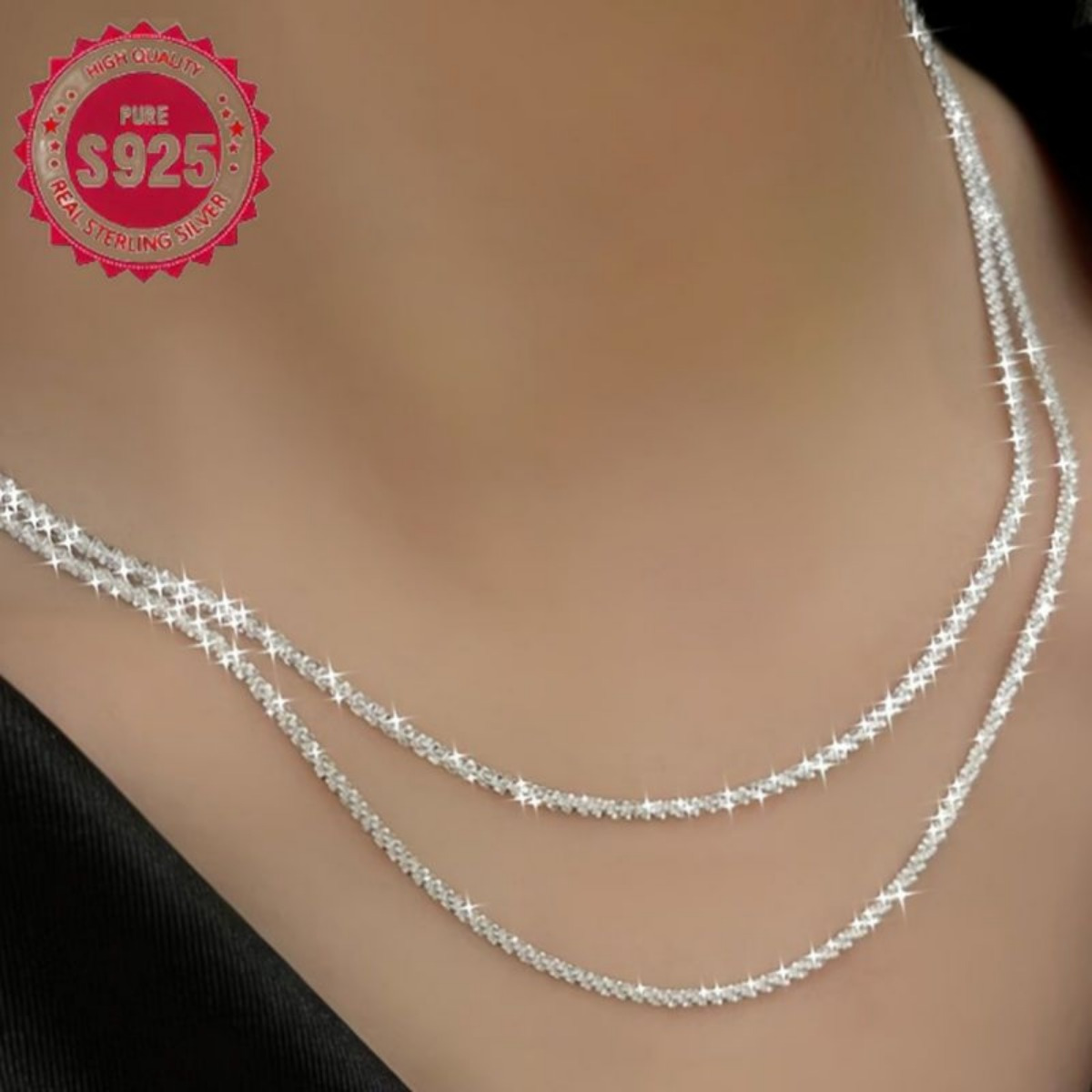 925 sterling silver gypsophila   chain necklace 18 30 adjustable clavicle chain for women and men stackable jewelry for wedding engagement 2mm couple niche details 17